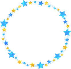 星_フレーム_サークル_イラスト_切り絵風_リース_star_七夕