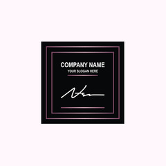 NS Initial signature logo is white, with a dark pink grid gradation line. with a black square background