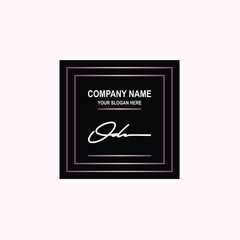 OD Initial signature logo is white, with a dark pink grid gradation line. with a black square background