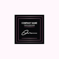 OV Initial signature logo is white, with a dark pink grid gradation line. with a black square background
