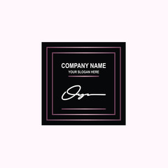 OY Initial signature logo is white, with a dark pink grid gradation line. with a black square background