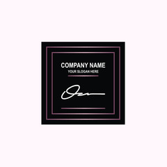 OZ Initial signature logo is white, with a dark pink grid gradation line. with a black square background