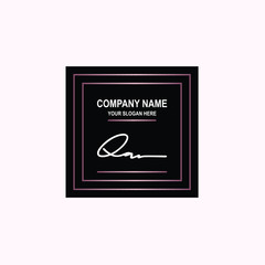 QA Initial signature logo is white, with a dark pink grid gradation line. with a black square background
