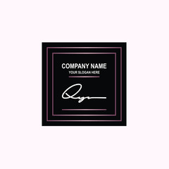 QY Initial signature logo is white, with a dark pink grid gradation line. with a black square background