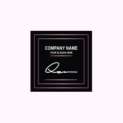 QZ Initial signature logo is white, with a dark pink grid gradation line. with a black square background