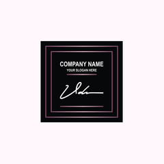 VD Initial signature logo is white, with a dark pink grid gradation line. with a black square background