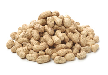 Peanuts on a white background