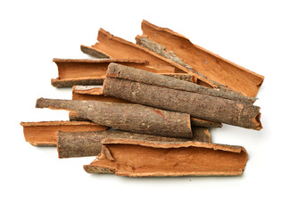Cinnamon on a white background