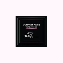 ZB Initial signature logo is white, with a dark pink grid gradation line. with a black square background