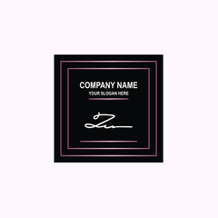 ZC Initial signature logo is white, with a dark pink grid gradation line. with a black square background