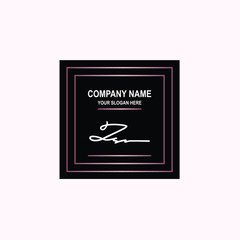 ZS Initial signature logo is white, with a dark pink grid gradation line. with a black square background
