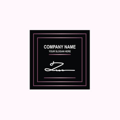 ZU Initial signature logo is white, with a dark pink grid gradation line. with a black square background