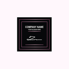 ZW Initial signature logo is white, with a dark pink grid gradation line. with a black square background