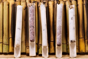 Sticky Rice Cooked with Coconut milk or Glutinous rice roasted in bamboo joints, sweet dessert