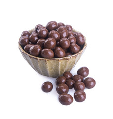 Chocolate ball or chocolate balls in bowl on background new.