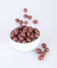 Chocolate ball or chocolate balls in bowl on background new.