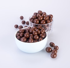 Chocolate ball or chocolate balls in bowl on background new.