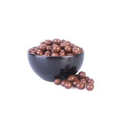 Chocolate ball or chocolate balls in bowl on background new.