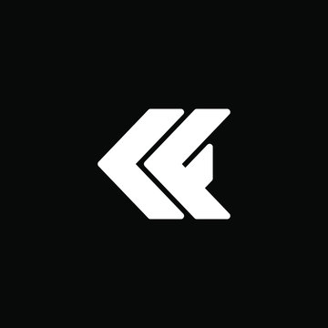 Initial letter KF or CF logo template with modern arrow illustration in flat design monogram symbol