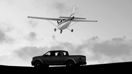 Airplane in the sky 3D Renderiing