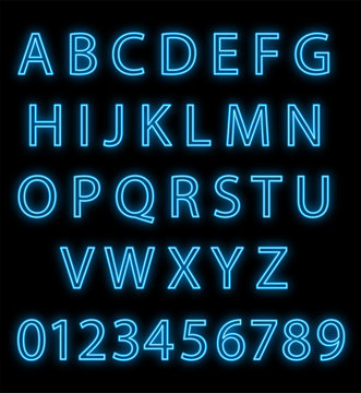 Neon font 3d. Neon light 3d alphabet.Neon  alphabet vector