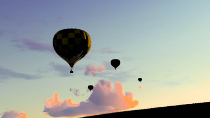 Fototapeta premium Hot air balloon in the sky 3D Rendering