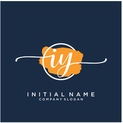 IY Initial handwriting logo design with brush circle. Logo for fashion,photography, wedding, beauty, business