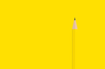 Yellow Pencil on Yellow Background 3D Rendering