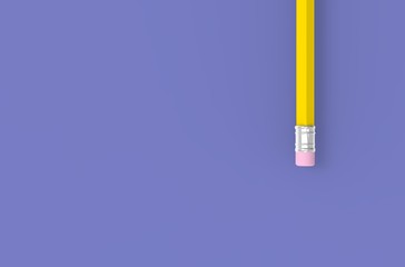 Yellow Pencil on Purple Background 3D Rendering