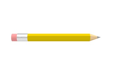 Yellow Pencil on White Background 3D Rendering
