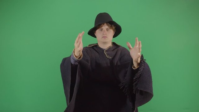 Adult Man Magician Eating Something Huge