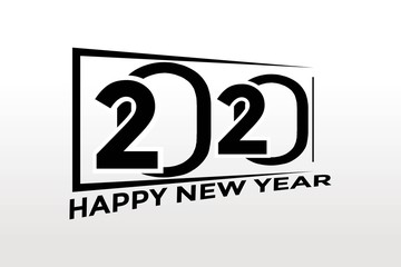 Happy New Year 2020 logo text design. Cover of business diary for 2020 with wishes. Brochure design template, card, banner. Vector illustration. Isolated on white background.
