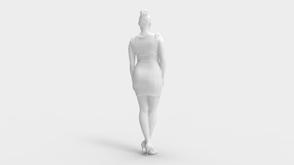 3d rendering of a standing woman isolated in colored studio background