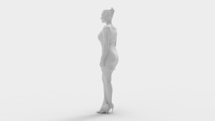 3d rendering of a standing woman isolated in colored studio background