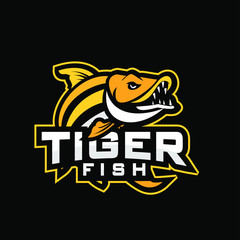 tiger fish logo icon design vector illustration