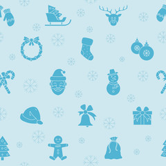 Christmas holiday background - Vector seamless pattern solid silhouettes of winter decoration for graphic design