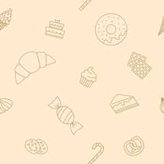 Candy background - Vector seamless pattern of sweet food for graphic design