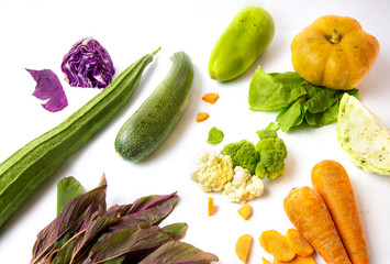 Assortment of Vegetables against white background 