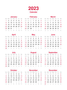 Calendar 2023 - 12 months yearly vector calendar in year 2023 - calendar template - planner calendar