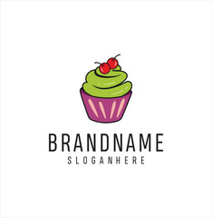 Cake Logo Design Illustration, Muffin Logo, Bakery Logo, Cupcake Logo, Fairy Cake Logo