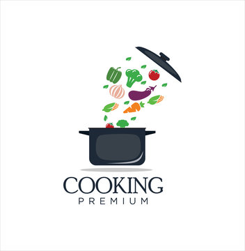 Cooking logo . Soup cooking logo design inspiration . Healthy Food Logo Design  . Vegetable logo design vector Vector 
