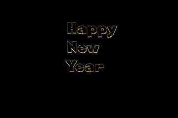 text happy new year Golden letters on black background