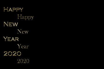 text happy new year Golden letters on black background