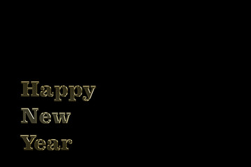 text happy new year Golden letters on black background