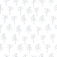 Cotton fabric Winter. Seamless pattern with trees and snow. Vector illustration for your design.