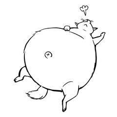 お腹いっぱいで満足している大きな猫