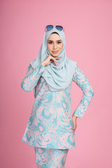 Beautiful female model wearing batik design 