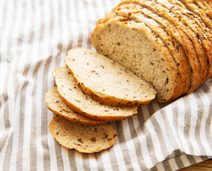 Top view of sliced bread