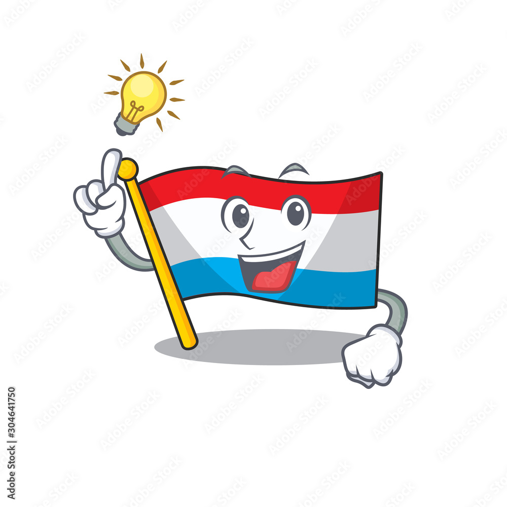 Sticker cartoon flag luxembourg isolated in character have an idea