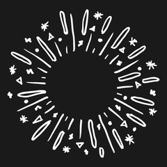 doodle design element. hand drawn of spark firework. vector illustration isolated on black background.